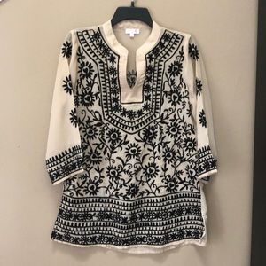 Luv 2 Luv tan sheer embroidered tunic